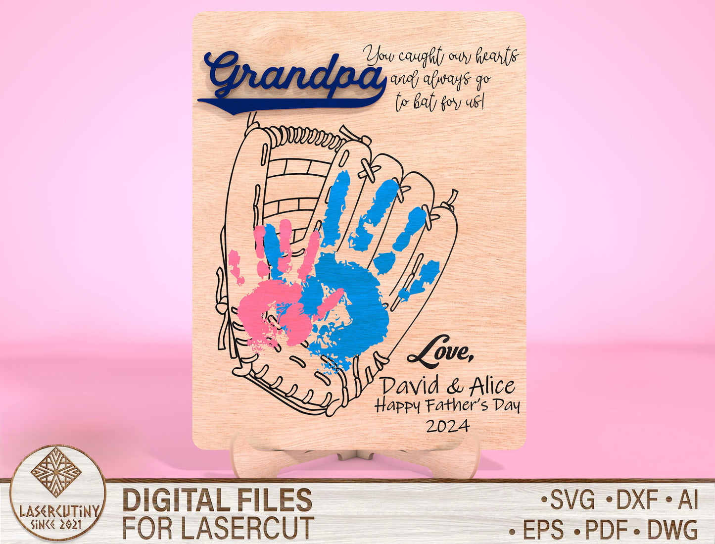 Personalized Handprint Dad Sign SVG Laser Cut File for Glowforge