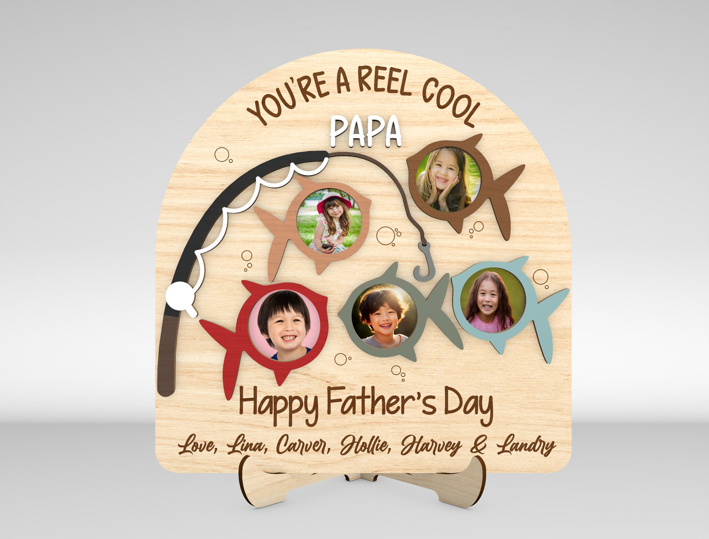 Father's Day Fishing Photo Frame SVG Laser Cut File for xTool and Glowforge