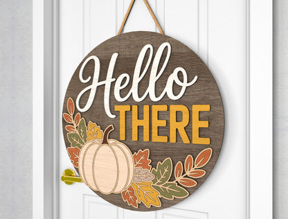 Hello Fall and Hello There Pumpkin Door Hanger SVG Set for Glowforge xTool LightBurn 2 Designs