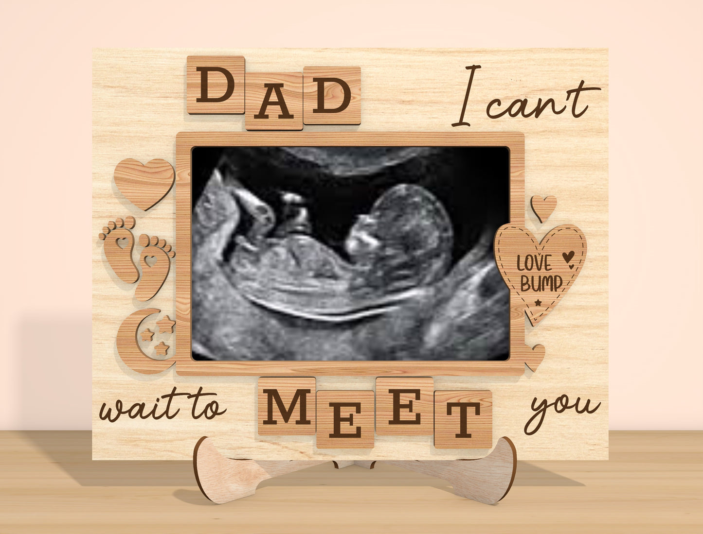 Pregnancy Ultrasound Photo Frame SVG Bundle Laser Cut File | 6 Daddy Title Designs | Baby Announcement Decor | Glowforge, xTool, LightBurn, etc.