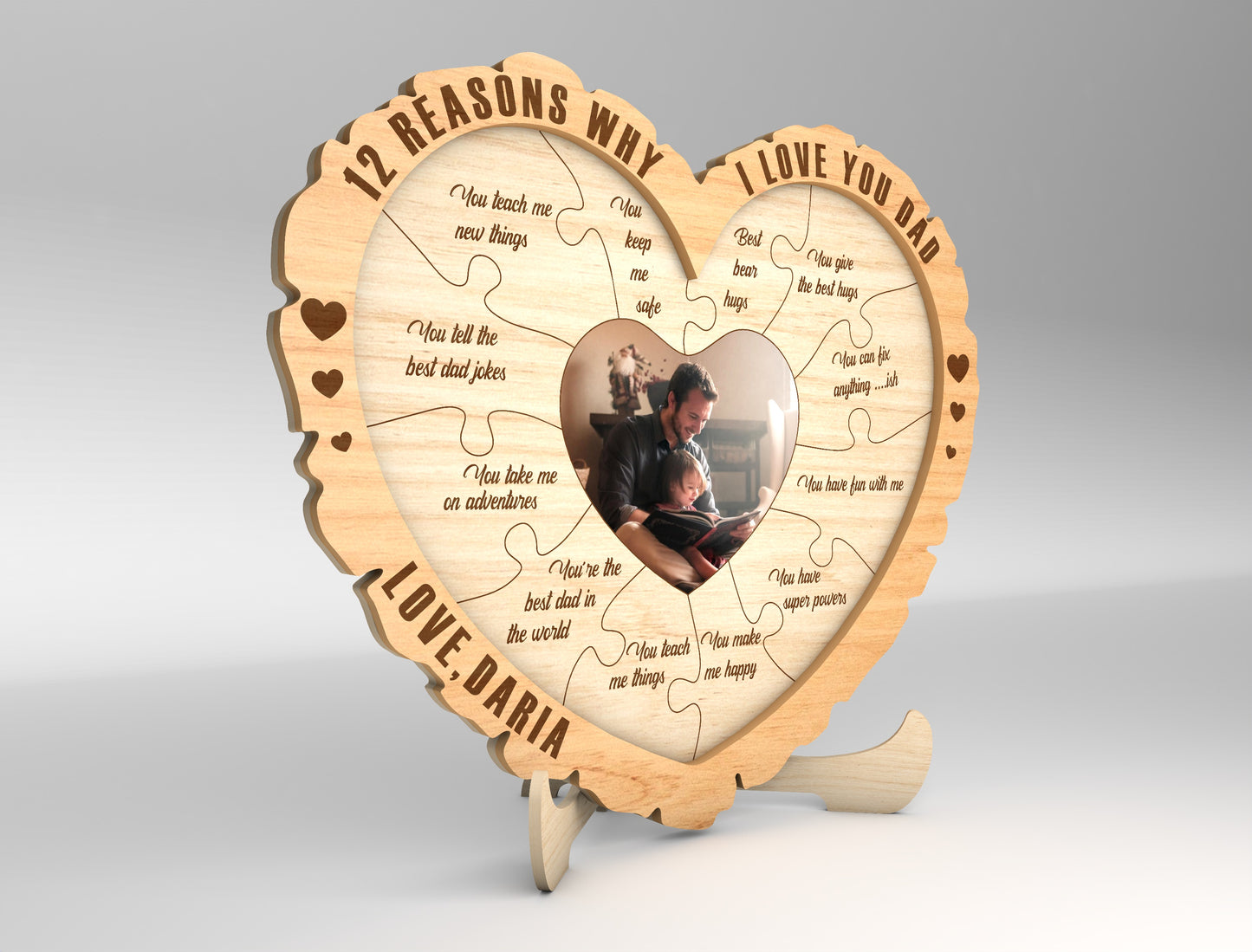 Reasons Why I Love You Dad Heart Sign SVG Laser Cut File for Glowforge