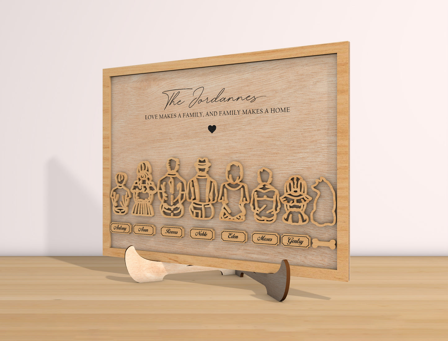 Personalized Family Sign SVG Custom Name Tabletop Laser Cut File for Glowforge and xTool