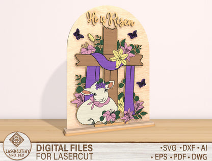 Christian Butterfly Flower Cross Floral Scene SVG for Glowforge and xTool