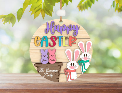 Personalized Easter Family Ornament SVG Happy Easter Peeps for LightBurn