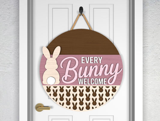 Minimal Easter Door Sign SVG Bunny Pastel Egg Lettering for LightBurn and xTool