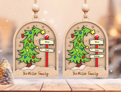 Personalized Family Signpost Christmas Ornament SVG Laser Cu 2