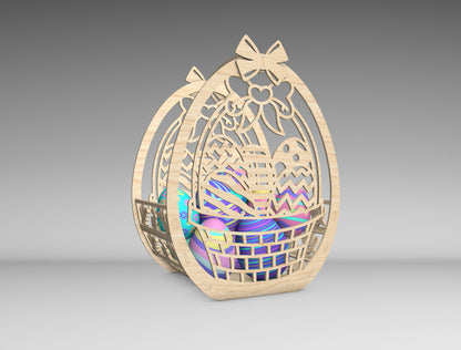 Easter Egg Basket SVG Bundle Wooden Easter 5 Designs for Glowforge and xTool