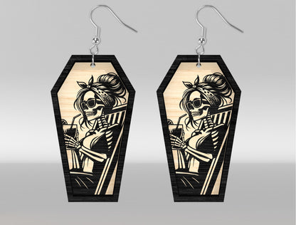 8 Skeleton Coffin Earrings SVG Halloween Laser Cut Bundle for LightBurn
