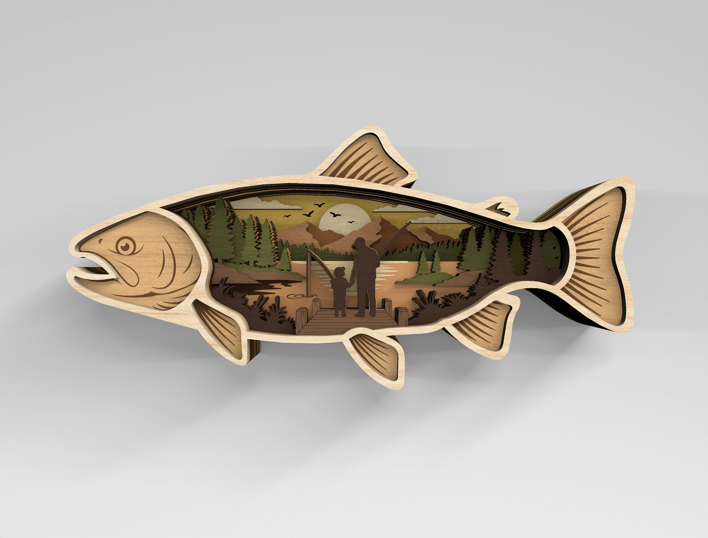 Fish SVG Bundle for Glowforge xTool LightBurn Multilayer Laser Cut File