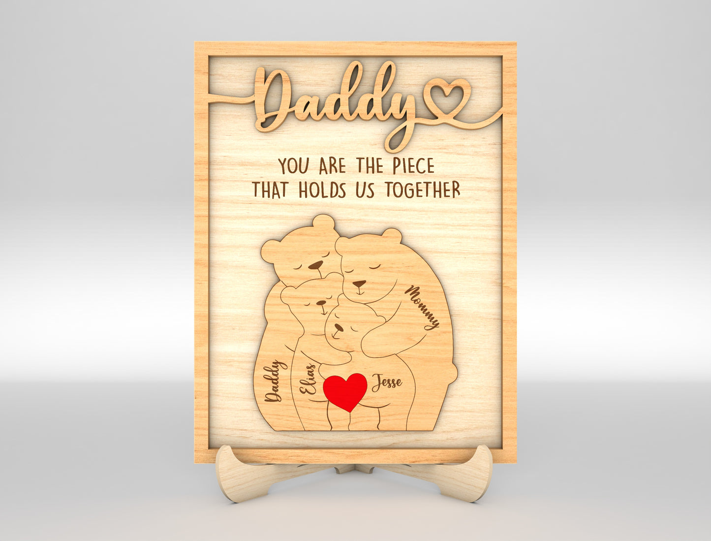 Personalized Pop Bear Puzzle SVG Laser Cut File for Glowforge and LightBurn