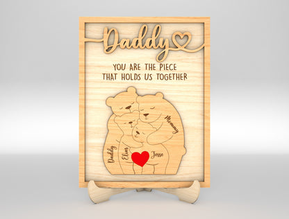 Personalized Pop Bear Puzzle SVG Laser Cut File for Glowforge and LightBurn