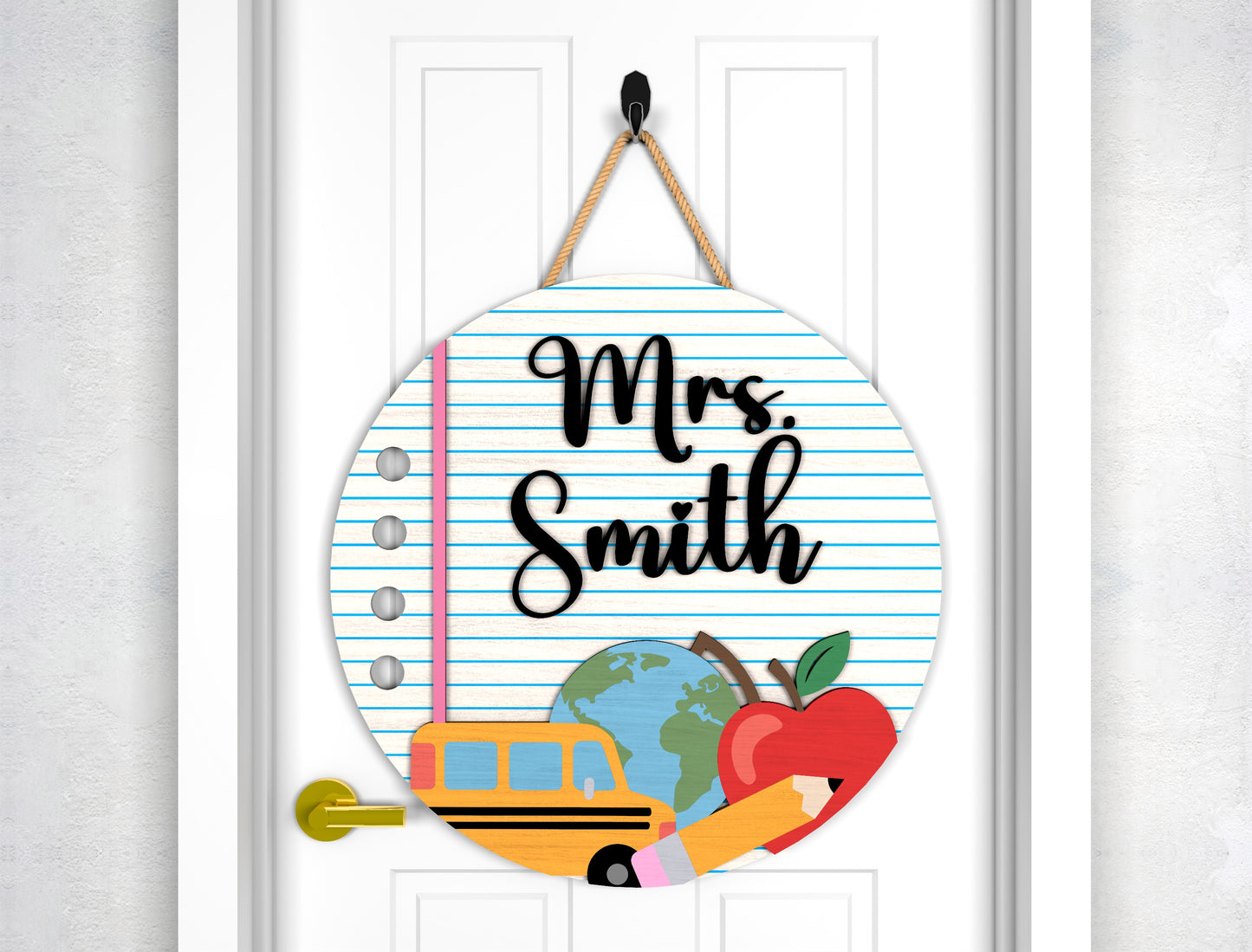 Personalized Ruler Pencil Classroom Door Hanger SVG Laser Cut File for Glowforge and xTool