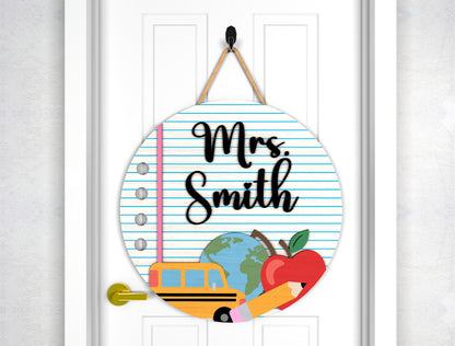 Personalized Ruler Pencil Classroom Door Hanger SVG Laser Cut File for Glowforge and xTool