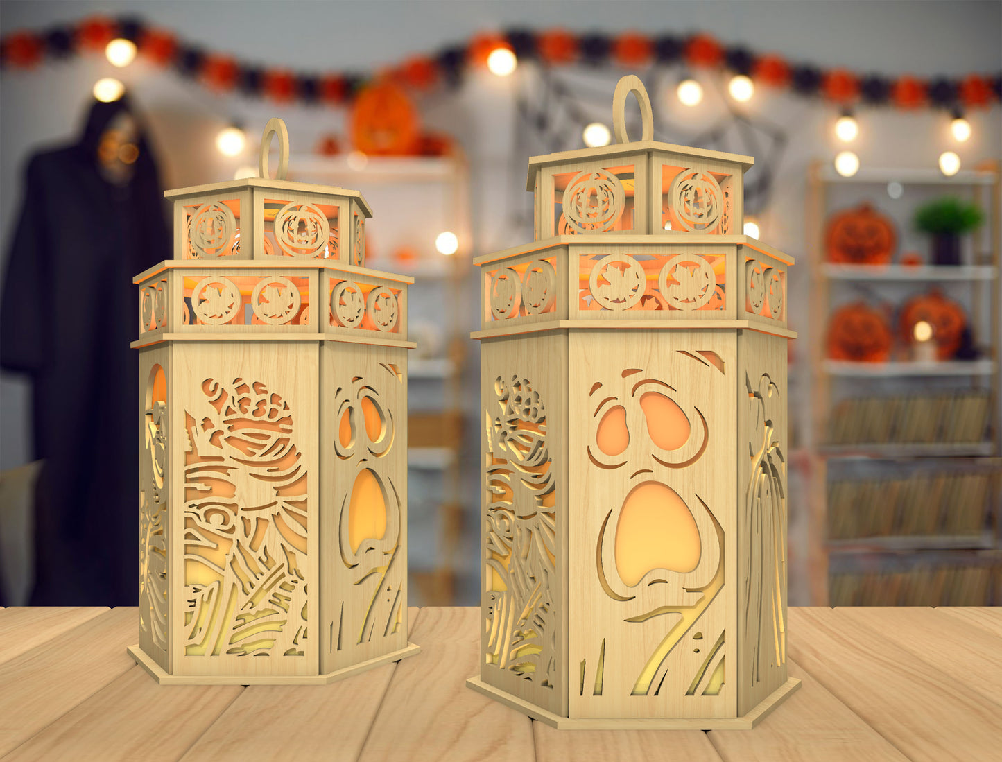Halloween Skeleton Lantern SVG for Glowforge xTool LightBurn