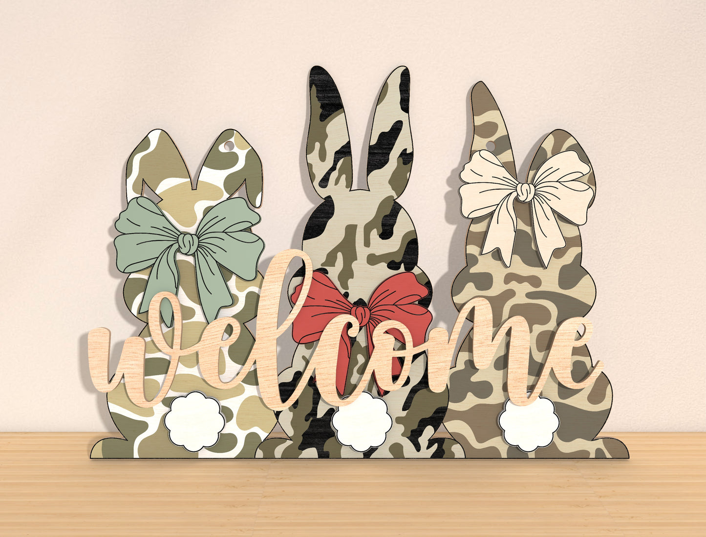 Easter Bunny Welcome Tabletop Sign SVG Spring for Glowforge and xTool