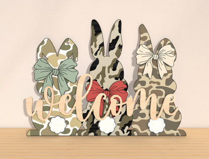 Easter Bunny Welcome Tabletop Sign SVG Spring for Glowforge and xTool