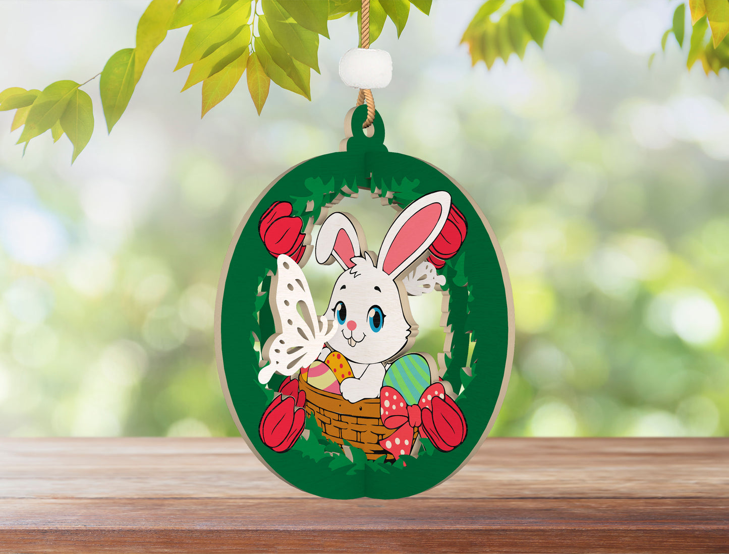 Easter Bunny Ornament SVG Bundle Cute Egg Basket Easter for LightBurn and xTool