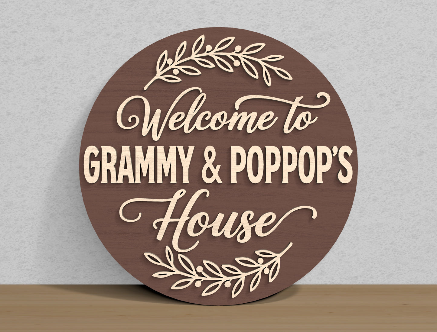 Grandma House Round Welcome Sign SVG Bundle for Glowforge and xTool