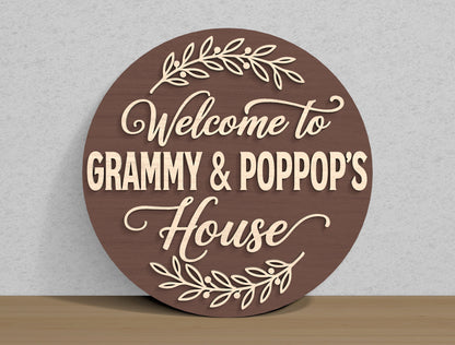 Grandma House Round Welcome Sign SVG Bundle for Glowforge and xTool