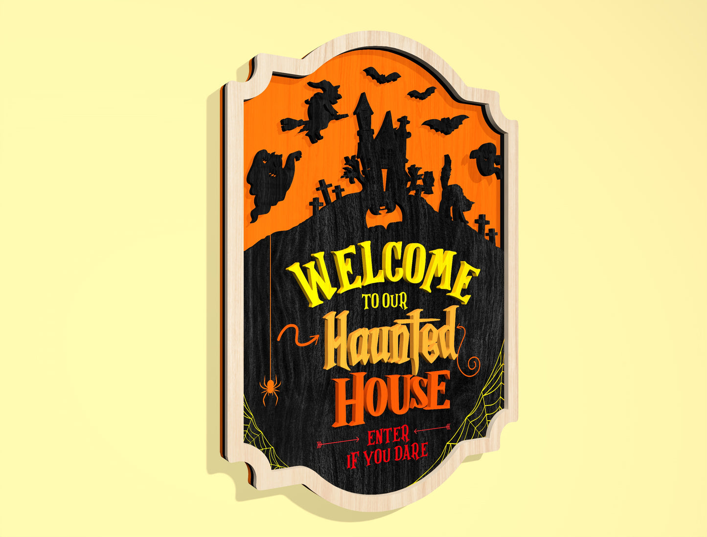 Haunted House Door Sign Multilayer SVG for Glowforge xTool LightBurn