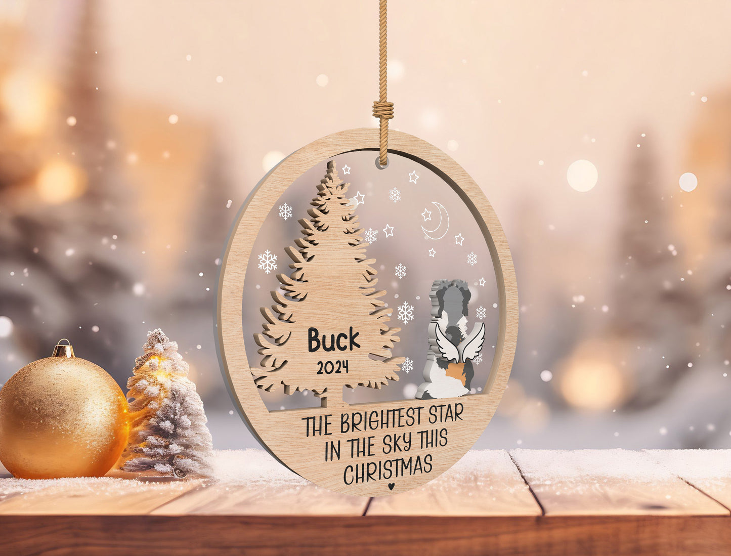 Pet Memorial Ornament SVG Laser Cut File for Glowforge