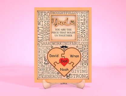 Personalized Dad Puzzle Sign SVG Laser Cut File for Glowforge and LightBurn