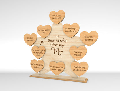 10 Reasons I Love My Mom Star Heart Sign SVG Laser Cut File for Glowforge and LightBurn
