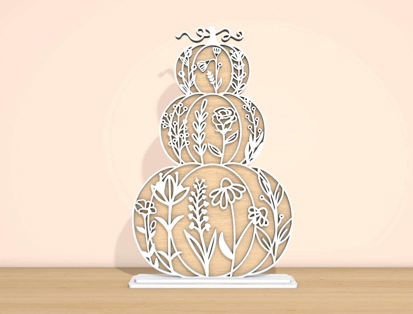 Floral Stacked Pumpkins SVG Set for Glowforge xTool LightBurn 2 Designs