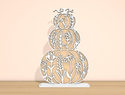 Floral Stacked Pumpkins SVG Set for Glowforge xTool LightBurn 2 Designs
