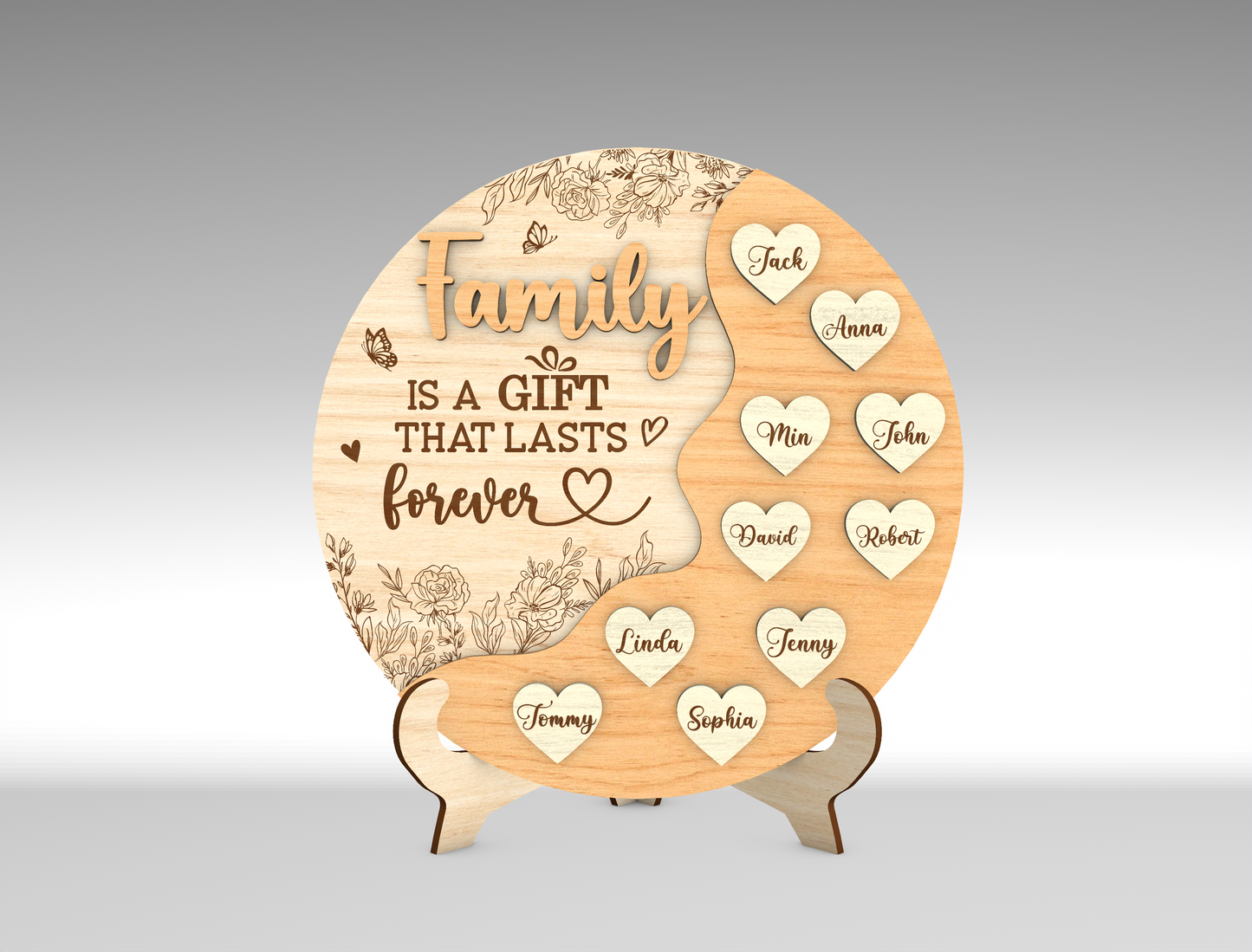 Custom Name Heart Balloon Family Sign SVG for Glowforge and xTool