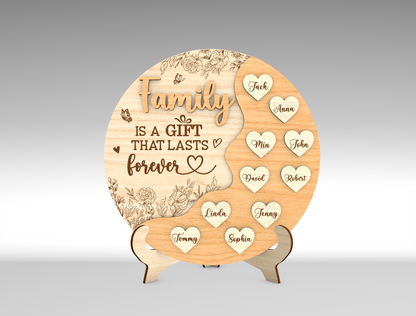 Custom Name Heart Balloon Family Sign SVG for Glowforge and xTool