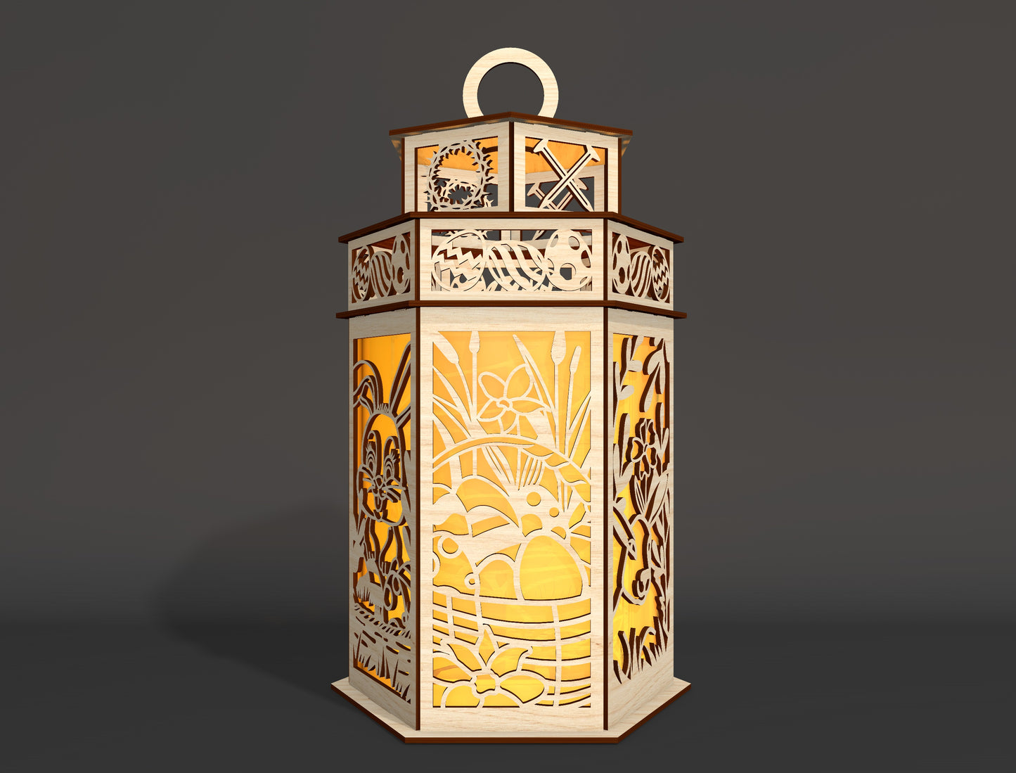 Easter Layered Lantern Christian Bunny Light SVG for Glowforge and xTool