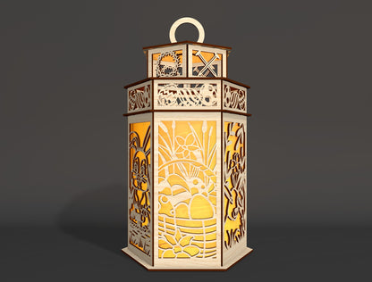 Easter Layered Lantern Christian Bunny Light SVG for Glowforge and xTool