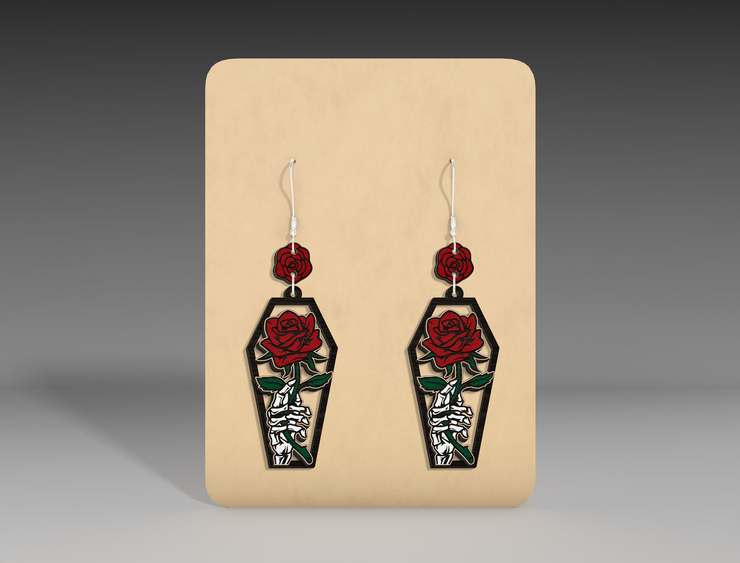 Halloween Coffin Earrings SVG Bundle 5 Skeleton Rose Designs for xTool Glowforge