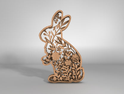 Floral Bunny Multilayer SVG Bundle Easter Layered Decor for Glowforge and xTool