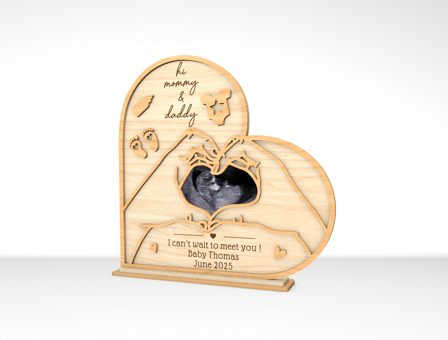 Ultrasound Announcement Heart Frame SVG Laser Cut File for xTool and Glowforge