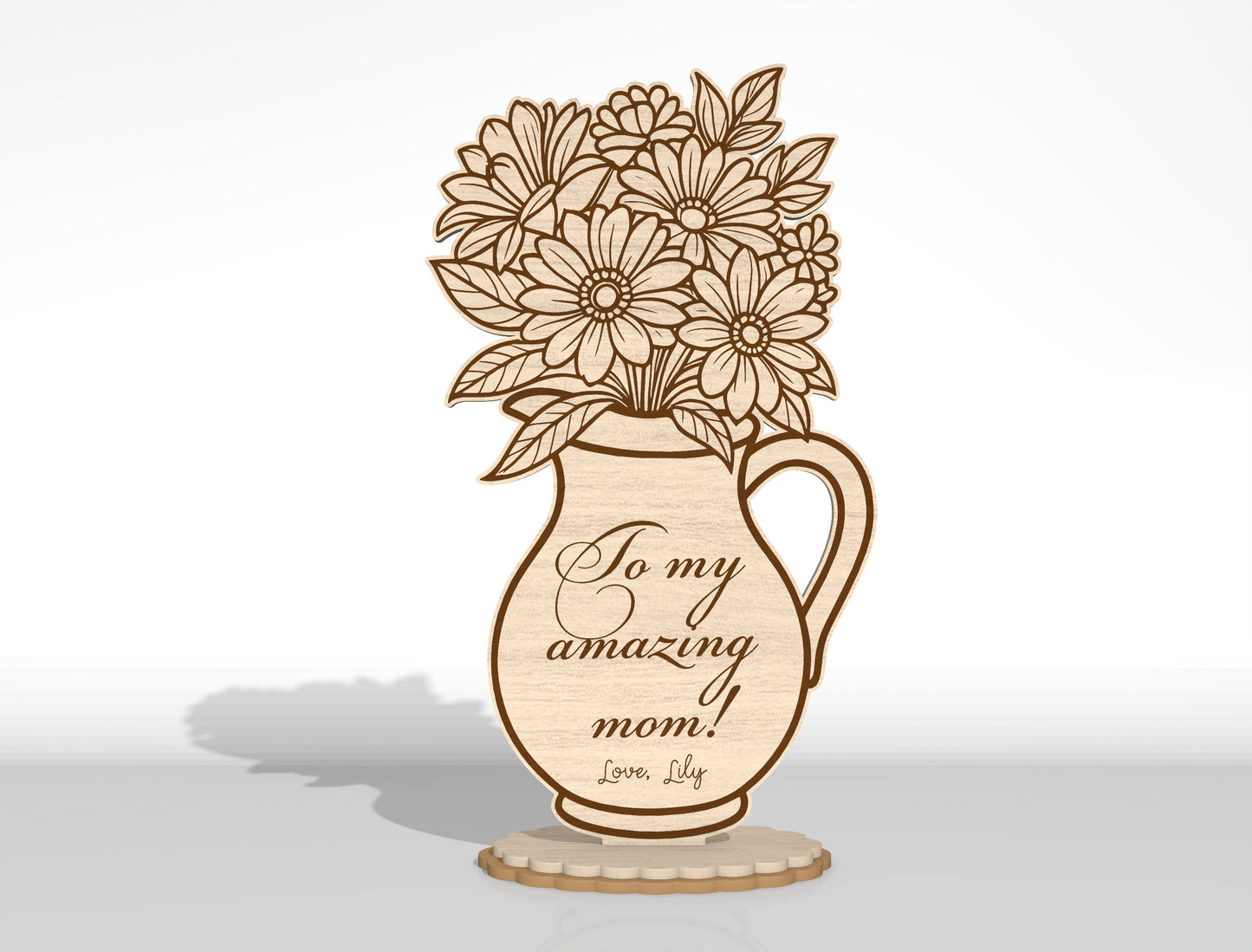Mother's Day Flower Vase Decor Bundle SVG Laser Cut File for Glowforge and LightBurn
