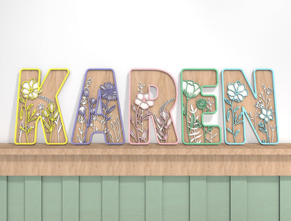 Floral Alphabet SVG Bundle for Glowforge and xTool Laser Cut File