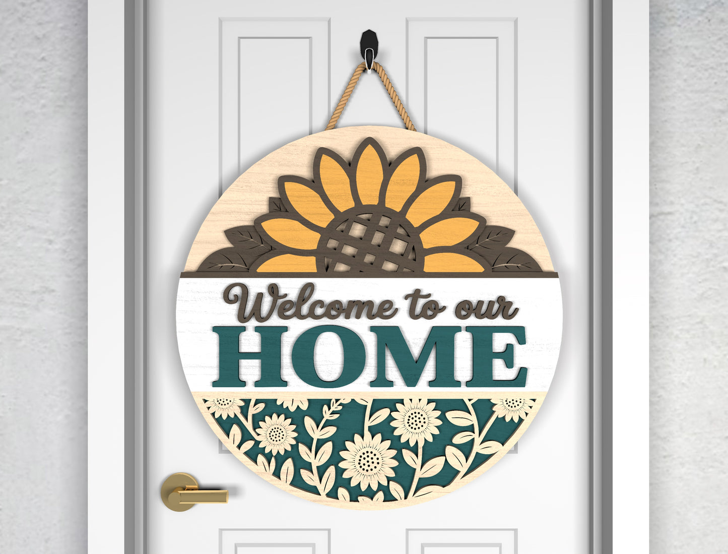 Sunflower Welcome to Our Home Sign SVG for xTool and Glowforge