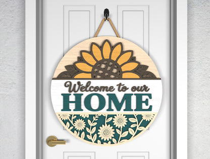 Sunflower Welcome to Our Home Sign SVG for xTool and Glowforge