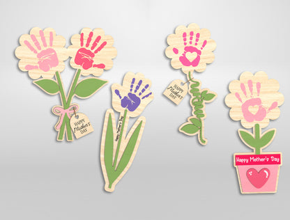 Kids Handprint Flower Decor SVG Bundle Mother's Day for LightBurn