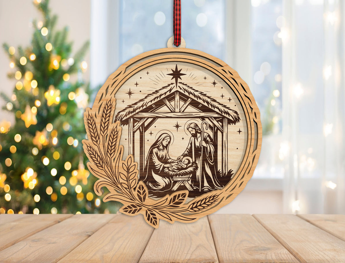 Nativity Ornament SVG Bundle 6 Christian Christmas Laser Cut Designs