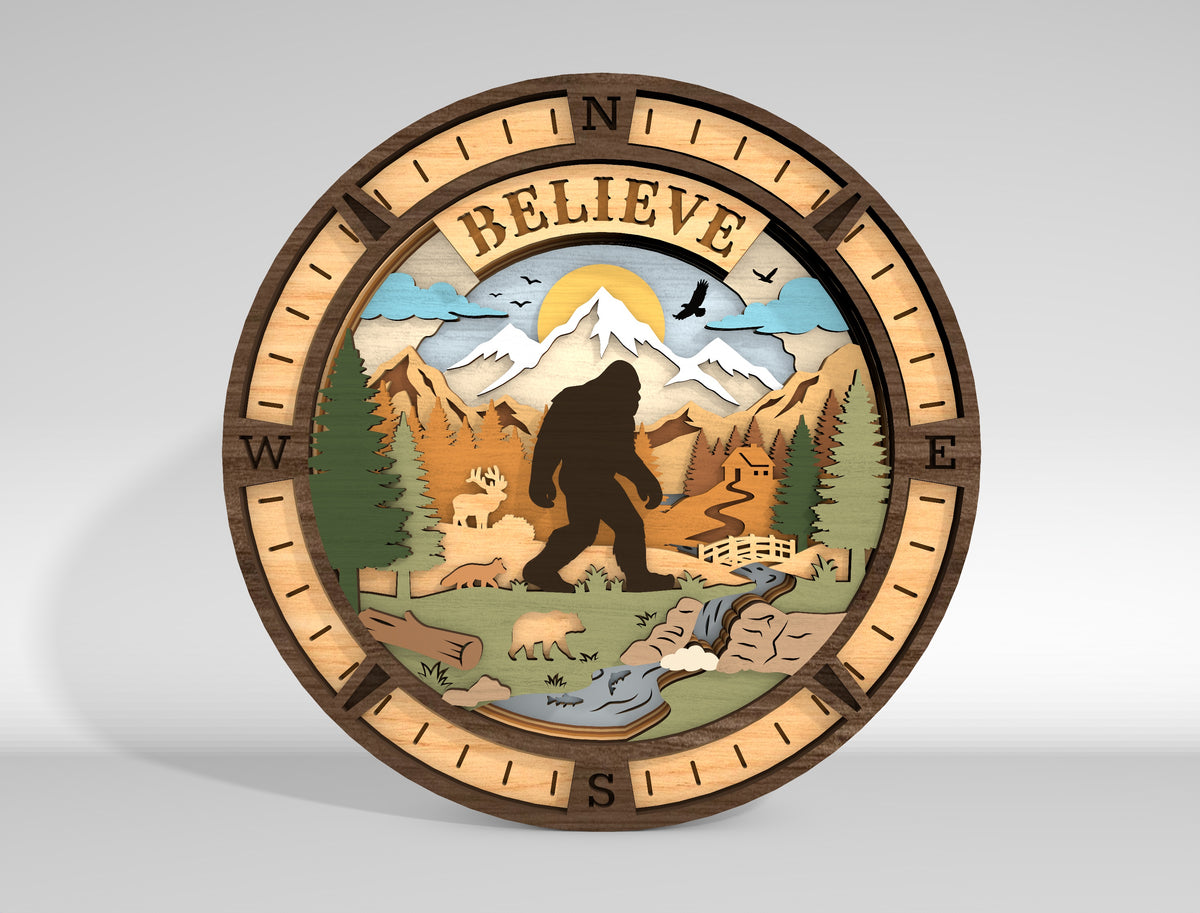 Bigfoot SVG Bundle Layered Forest Sasquatch Laser Cut Designs
