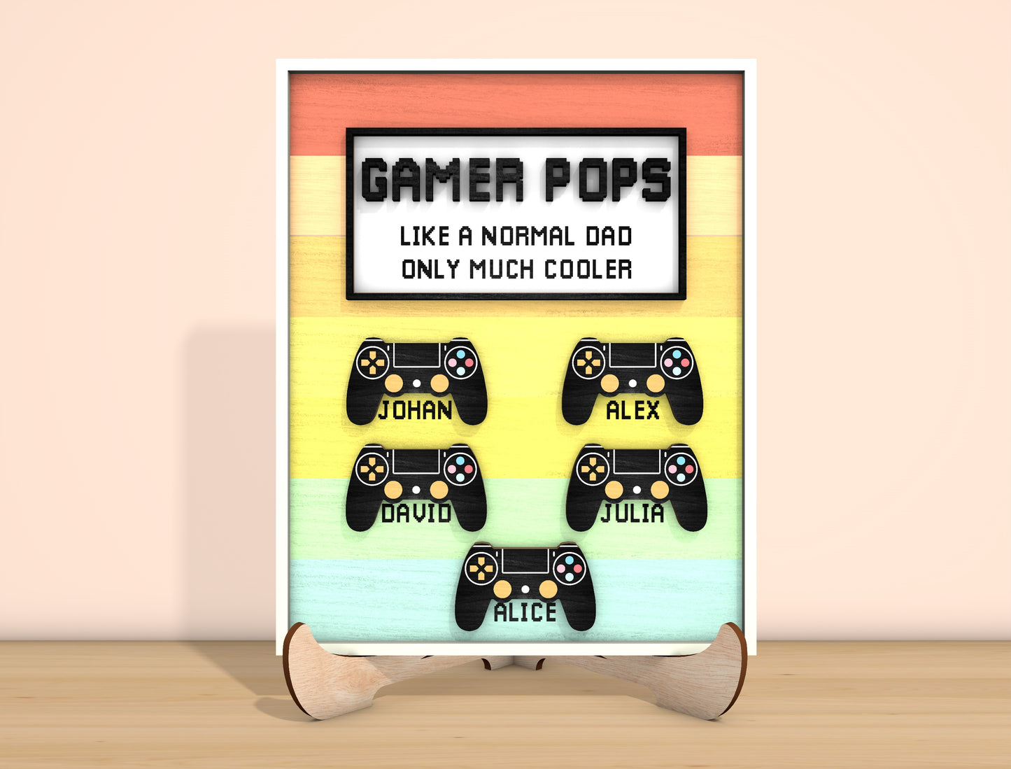 Gamer Dad Father’s Day Laser Cut File | Gaming Dad Tabletop Sign | Fun Wooden Decor | Glowforge, xTool, LightBurn, etc.