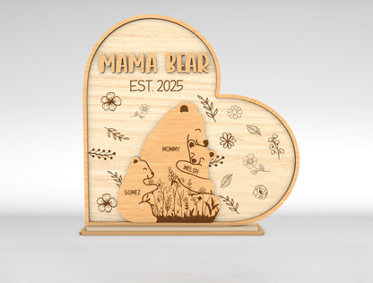 Custom Name Bear Family Sign SVG for LightBurn and Glowforge