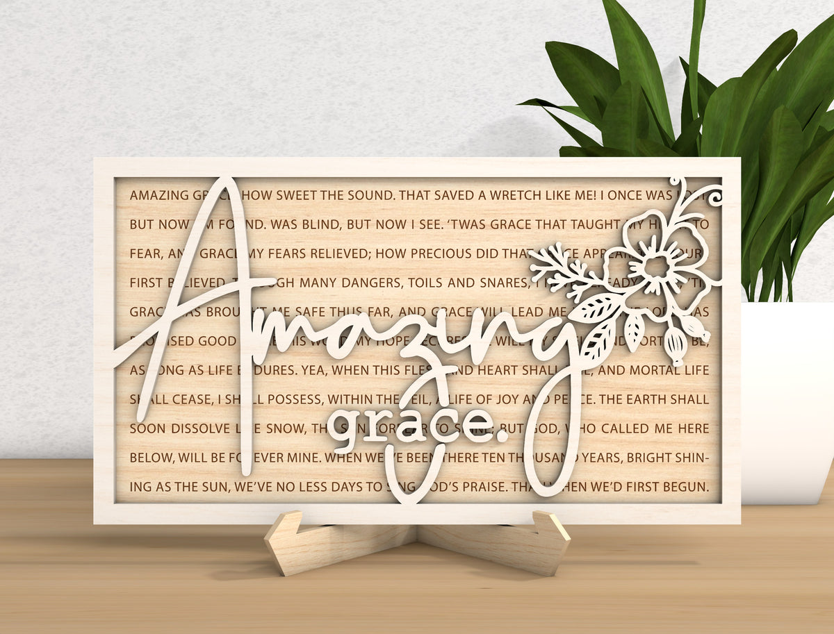 Amazing Grace Hymn Cross Wood Sign SVG 3