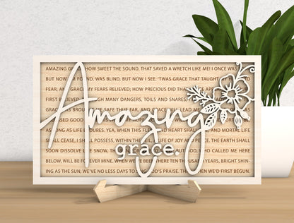 Amazing Grace Hymn Cross Wood Sign SVG 3