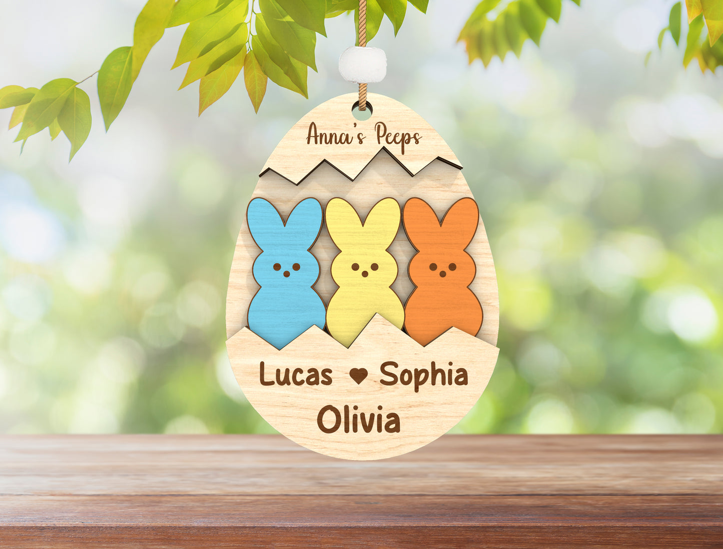 Personalized Easter Bunny Ornament SVG Family Peeps Name for Glowforge