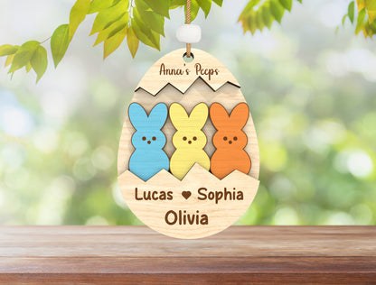 Personalized Easter Bunny Ornament SVG Family Peeps Name for Glowforge