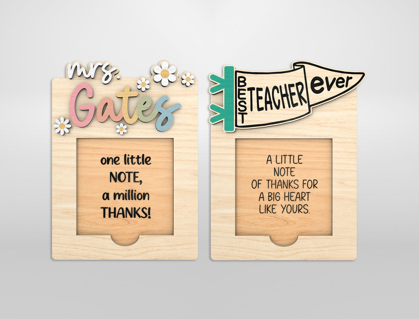 Personalized Teacher Note Pad Holder Bundle Laser Cut File for xTool and Glowforge